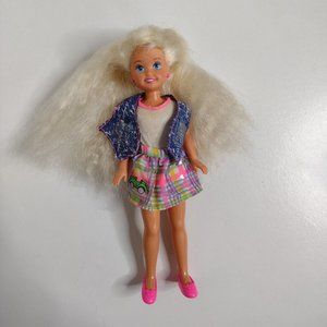 Vintage 1994 Polly Pocket Stacie Barbie Doll, Original Clothes Pink Flower Shoes